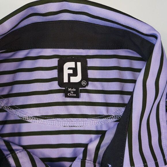 FootJoy Shirt Mens XXL Short Sleeve Striped Golf Polo Performance Sz 2XL - Picture 6 of 8